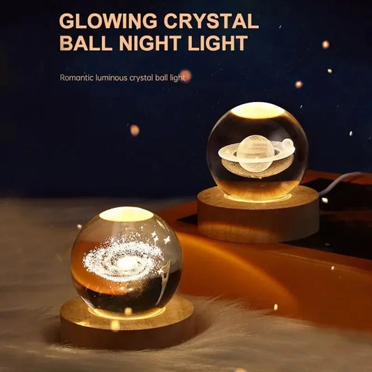 Gift Festival USB LED night light, Galaxy Crystal Ball lamp, 3D planet moon lamp, home decoration