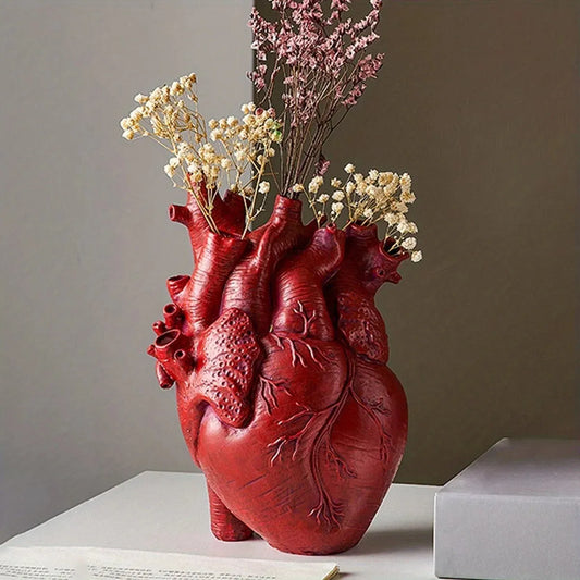 Creative Heart-Shaped Heart Vase Vases For Flowers Sculpture Customized Vase Heart-Shaped Art Resin Vase Desktop Home Decoration