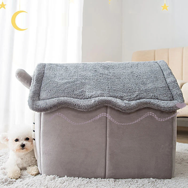Cat Bed Soft Deep Sleep Cat's house Winter House Removable Cushion Beds and Furniture Enclosed Pet Supplies Home Cat Accessories
