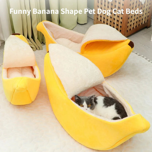 Banana Cat Bed House Funny Cute Cozy Cat Mat Beds Warm Durable Portable Pet Basket Kennel Dog Cushion Cat Supplies Multicolor
